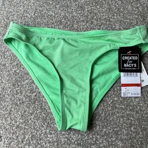 NWT California Waves Juniors Size XS Metallic Shine Hipster Bikini Bottoms Green